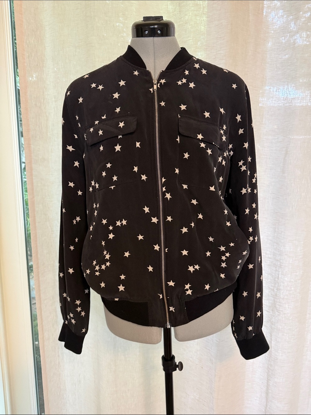 Equipment silk Star-Print Bomber Jacket
